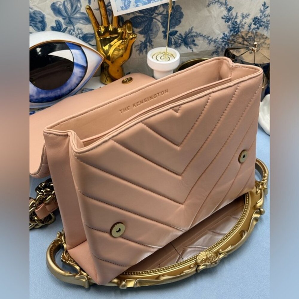 🆕 KURT GEIGER LONDON 🧿 NWOT Large Kensington Long Flap East West Bag, Peach - Picture 13 of 16